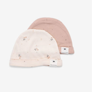 Minene Duo Pack Newborn Hats Printed Olive Pink (0-3)