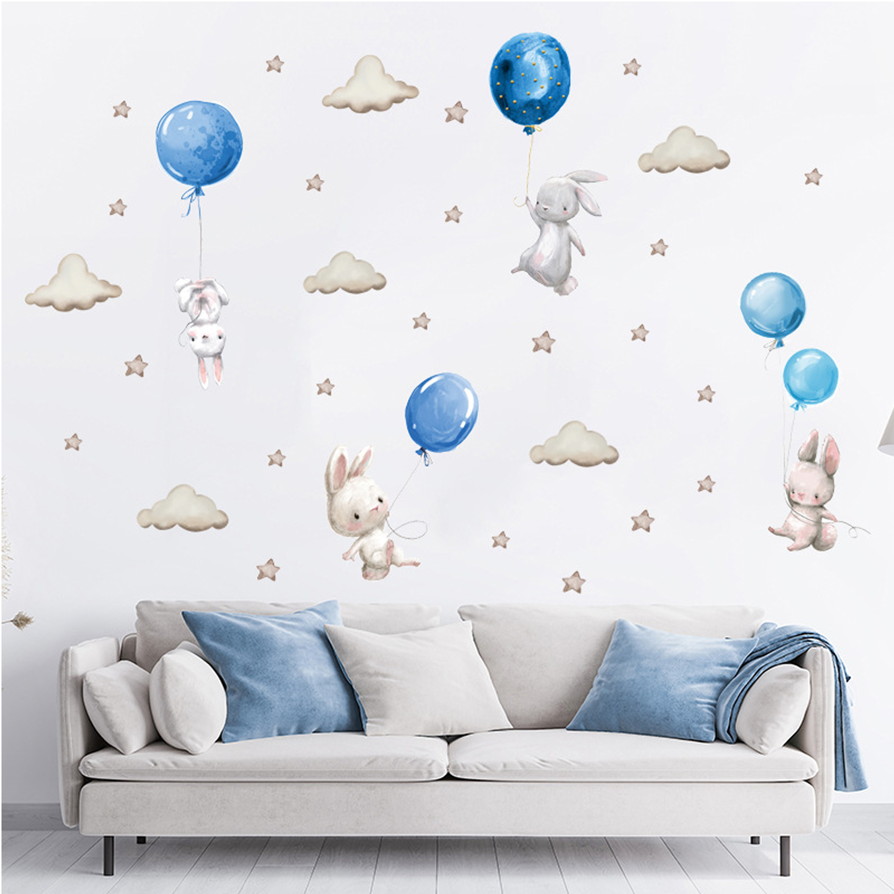 Sipo Wall sticker Bunny Balloons Blue